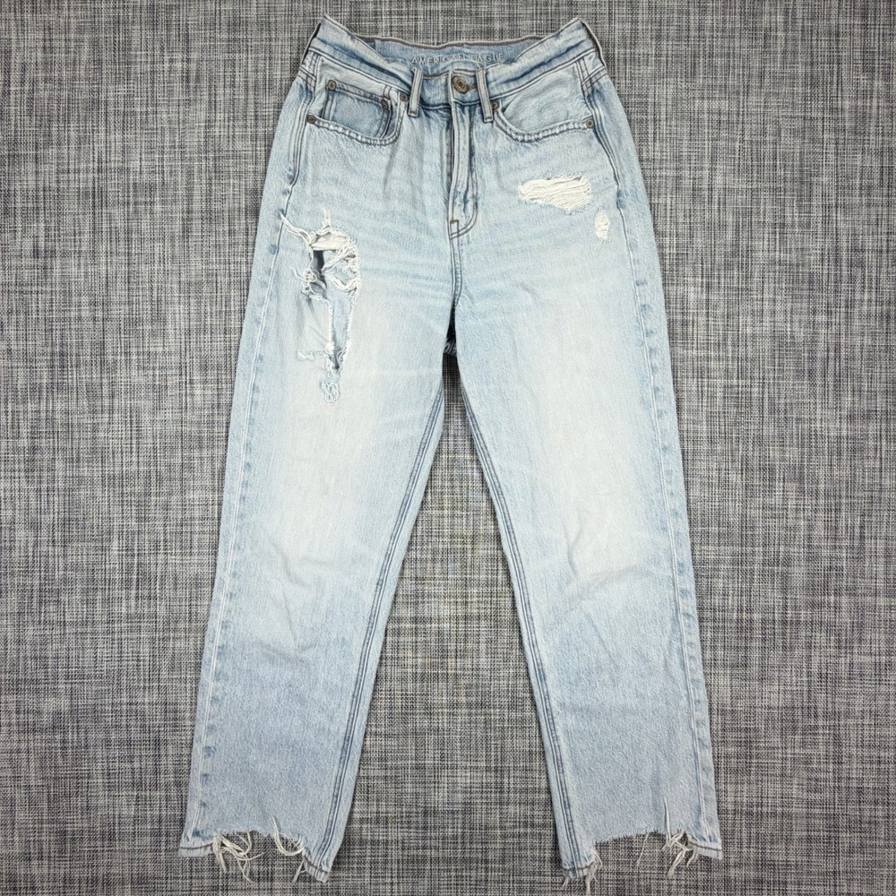 American Eagle Womens Highest Rise 90s Boyfriend Distressed Jeans Light Wash 4R